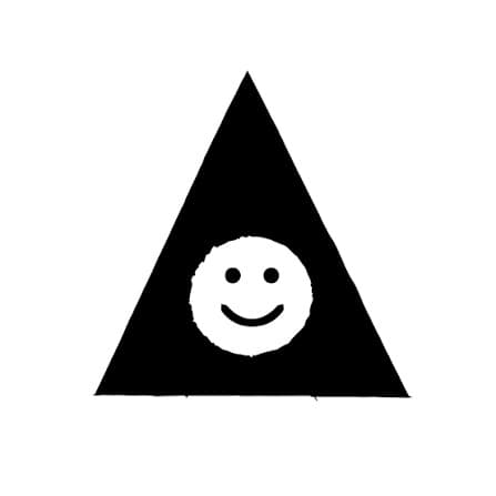 Atelier Caracas logo: a black triangle with a smiling face