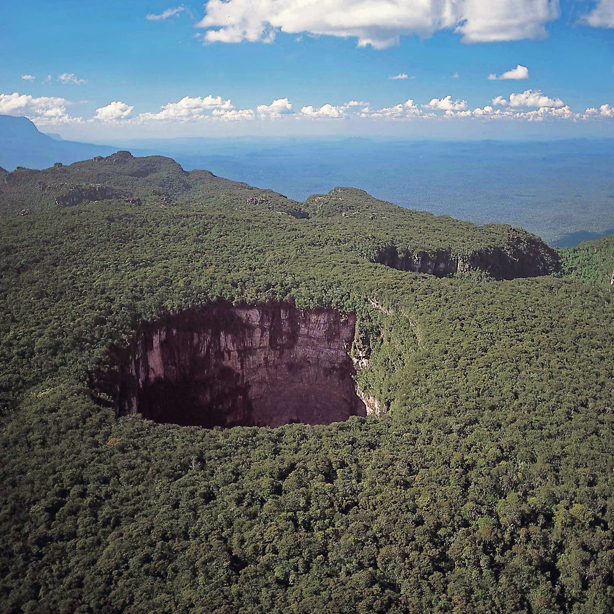 The Sarisariñama sinkholes, seen from the air